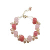 Women's Natural Crystal Pearl Bracelet Retro Geometric Style With Pink Crystal Pendant 18K Gold Plated