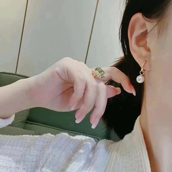 Women's Natural Freshwater Baroque Alien Shape Pearl Earrings Alloy Inlaid With Artificial And Semiprecious Stones