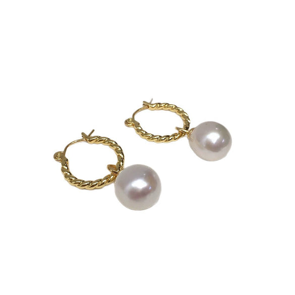 Women's Natural Freshwater Baroque Pearl Earrings With Alloy Inlaid Artificial And Semiprecious Stones Alien Shape