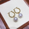 Women's Natural Freshwater Baroque Pearl Earrings With Alloy Inlaid Artificial And Semiprecious Stones Alien Shape