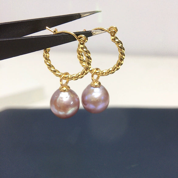 Women's Natural Freshwater Baroque Pearl Earrings With Alloy Inlaid Artificial And Semiprecious Stones Alien Shape