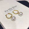 Women's Natural Freshwater Baroque Pearl Earrings With Alloy Inlaid Artificial And Semiprecious Stones Alien Shape