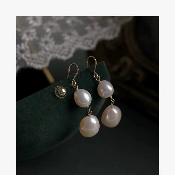 Women's Natural Freshwater Pearl Alien Shape Elegant Earrings