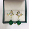 Women's Natural Freshwater Pearl And Agate Butterfly Earrings In S925 Sterling Silver