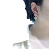 Women's Natural Freshwater Pearl And Chalcedony Earrings With S925 Sterling Silver Needle Flat Round Shape