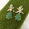 Women's Natural Freshwater Pearl And Chalcedony Earrings With S925 Sterling Silver Needle Oblate Shape