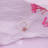 Women's Natural Freshwater Pearl And Moonstone Ring With Geometric Pattern Retro Light Luxury Style