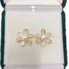 Women's Natural Freshwater Pearl And S925 Sterling Silver Cut Out Resin Daisy Earrings