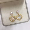 Women's Natural Freshwater Pearl And Sea Shell Fritillary S925 Sterling Silver Earrings With 18K Gold Oblate And Flat Round Shape