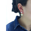 Women's Natural Freshwater Pearl And Sea Shell Fritillary S925 Sterling Silver Earrings With 18K Gold Oblate And Flat Round Shape