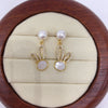 Women's Natural Freshwater Pearl And Sea Shell Oblate Earrings S925 Sterling Silver 18K Goldfilled
