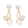 Women's Natural Freshwater Pearl And Sea Shell Oblate Earrings S925 Sterling Silver 18K Goldfilled