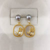 Women's Natural Freshwater Pearl And Sea Shell Rose Earrings In S925 Sterling Silver And 18K Goldfilled