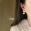 Women's Natural Freshwater Pearl And Seashell Four Leaf Clover Earrings With S925 Sterling Silver Needle