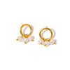 Women's Natural Freshwater Pearl And Titanium Steel Earrings Geometric Style Pure Handmade