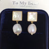 Women's Natural Freshwater Pearl Baroque Alien Shape Alloy Inlaid Semiprecious Stones Earrings
