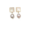 Women's Natural Freshwater Pearl Baroque Alien Shape Alloy Inlaid Semiprecious Stones Earrings