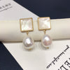 Women's Natural Freshwater Pearl Baroque Alien Shape Alloy Inlaid Semiprecious Stones Earrings