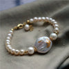 Women's Natural Freshwater Pearl Bracelet With Gold Foil Colorful Baroque Pearl Design