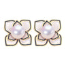 Women's Natural Freshwater Pearl Camellia Baking Paint Earrings