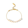 Women's Natural Freshwater Pearl Clavicle Chain Necklace And Fadefree Bracelet In Mixed Material With Vacuum Real Gold Electroplating In Pvd Furnace