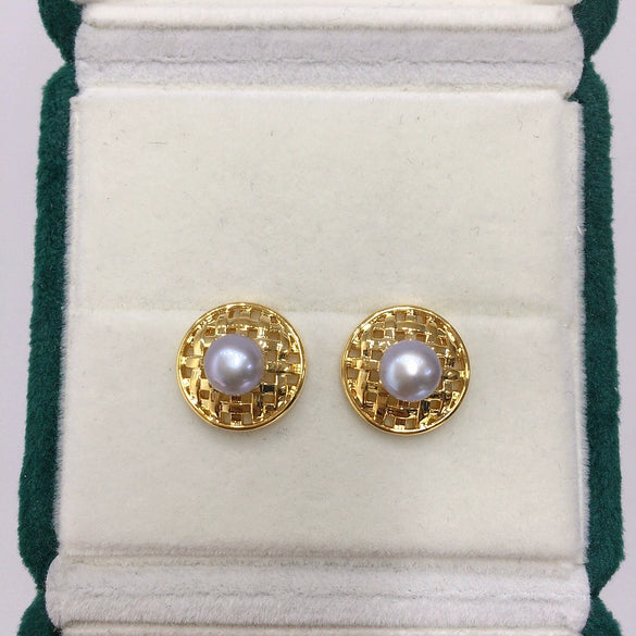 Women's Natural Freshwater Pearl Cut Out Earrings 18K Goldfilled