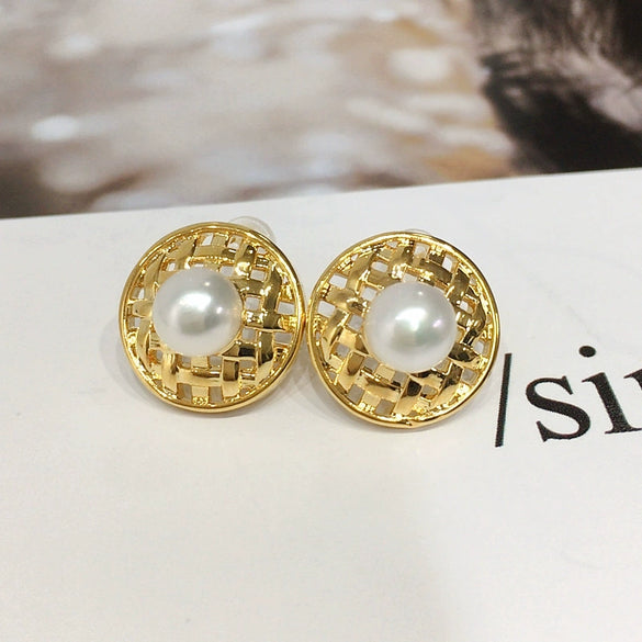 Women's Natural Freshwater Pearl Cut Out Earrings 18K Goldfilled