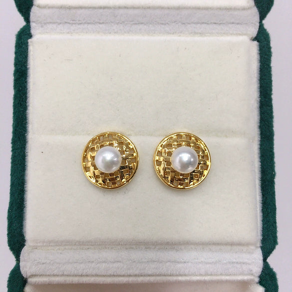 Women's Natural Freshwater Pearl Cut Out Earrings 18K Goldfilled
