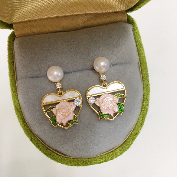 Women's Natural Freshwater Pearl Drop Earrings In Oblate Shape S925 Sterling Silver