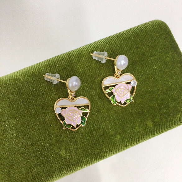 Women's Natural Freshwater Pearl Drop Earrings In Oblate Shape S925 Sterling Silver