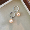 Women's Natural Freshwater Pearl Drop Shape Earrings With S925 Silver And Simple Circle Ear Buckle
