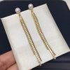 Women's Natural Freshwater Pearl Earrings Alloy Inlaid With Artificial Gemstones And Semiprecious Stones Oblate Shape Chain Tassel Colorpreserving