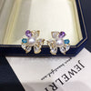 Women's Natural Freshwater Pearl Earrings Alloy Inlaid With Artificial Gemstones Semiprecious Stones Oblate Shape