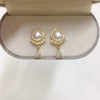 Women's Natural Freshwater Pearl Earrings Alloy Inlaid With Gemstones Fashion Ol Style Flat Round Shape