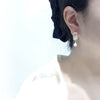Women's Natural Freshwater Pearl Earrings Geometric Painted S925 Sterling Silver Oblate