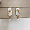 Women's Natural Freshwater Pearl Earrings Geometric Painted S925 Sterling Silver Oblate