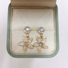 Women's Natural Freshwater Pearl Earrings In S925 Sterling Silver With Broken Shells And 5 Petals Flower Design