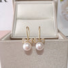 Women's Natural Freshwater Pearl Earrings Light Luxury Style Zircon Bow Ear Hook Oblate Round Shape