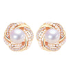 Women's Natural Freshwater Pearl Earrings Oblate Shape Wrapping Bird's Nest 18K Gold Colorpreserving