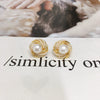 Women's Natural Freshwater Pearl Earrings Oblate Shape Wrapping Bird's Nest 18K Gold Colorpreserving