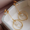 Women's Natural Freshwater Pearl Earrings Retro Exotic Style Oblate Shape
