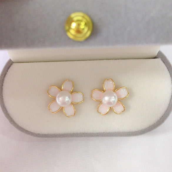 Women's Natural Freshwater Pearl Earrings S925 Sterling Silver Flat Round And Bun Round Shape