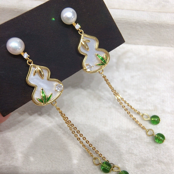 Women's Natural Freshwater Pearl Earrings S925 Sterling Silver Flat Round Bun Round Oblate Shape