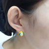 Women's Natural Freshwater Pearl Earrings S925 Sterling Silver 18K Goldfilled Dripping Glaze Paint Windmill Oblate Design