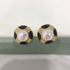 Women's Natural Freshwater Pearl Earrings S925 Sterling Silver 18K Goldfilled Oblate Shape Retro Style