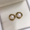 Women's Natural Freshwater Pearl Earrings S925 Sterling Silver 18K Goldfilled Oil Dripping Bird's Nest Style Oblate Shape