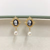 Women's Natural Freshwater Pearl Earrings S925 Sterling Silver Needle 18K Gold Anaglyph Flat Round And Bun Round Shape
