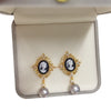 Women's Natural Freshwater Pearl Earrings S925 Sterling Silver Needle 18K Gold Anaglyph Flat Round And Bun Round Shape