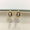Women's Natural Freshwater Pearl Earrings S925 Sterling Silver Needle 18K Gold Anaglyph Flat Round And Bun Round Shape