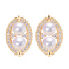 Women's Natural Freshwater Pearl Earrings S925 Sterling Silver Needle 18K Goldfilled Flat Round And Oblate Shape Retro Style Alloy Inlaid With Artificial And Semiprecious Stones